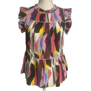 THML Colorful In The Mix Sleeveless Ruffle Tank Top Women's Medium